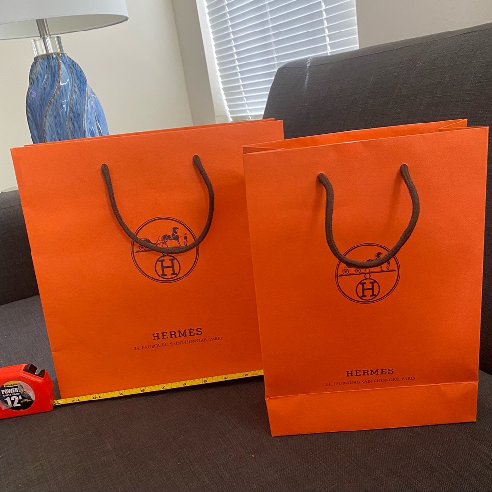 Hermes Classic Orange Bag Set Pair of 2